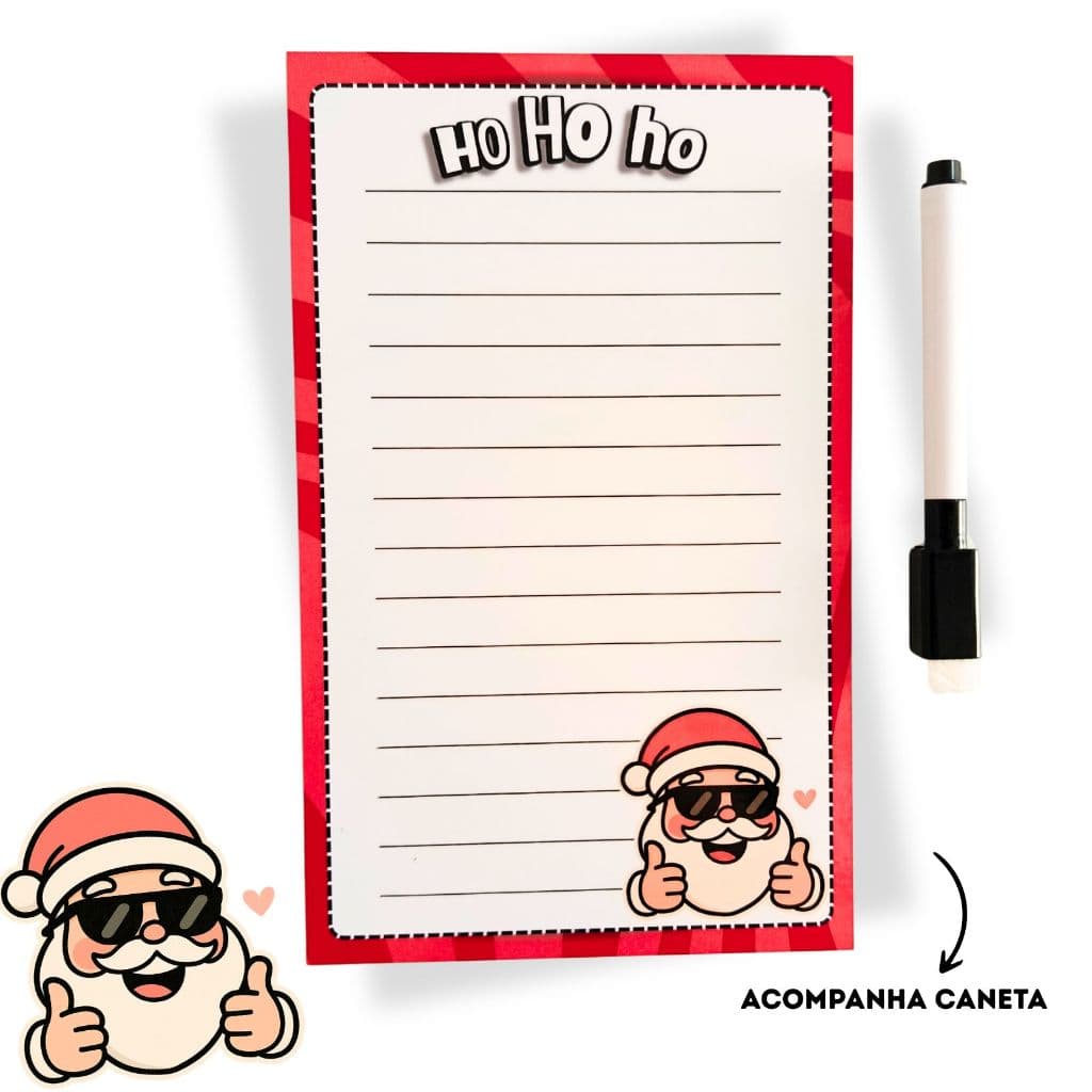 Lousa Magnética Natal Papai Noel Lista de Compras 12x19,5cm