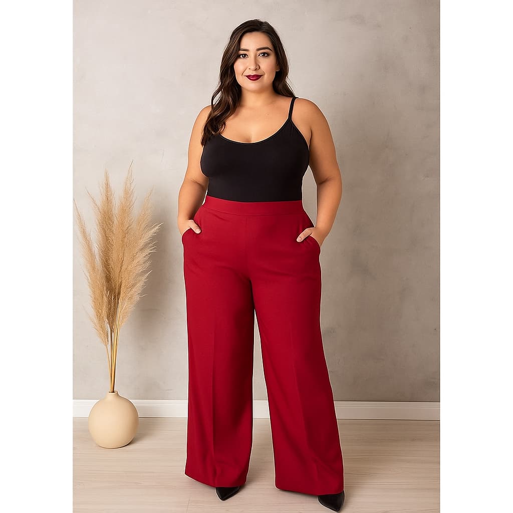 Calça Pantalona Duna Com Bolso cintura alta Plus size large