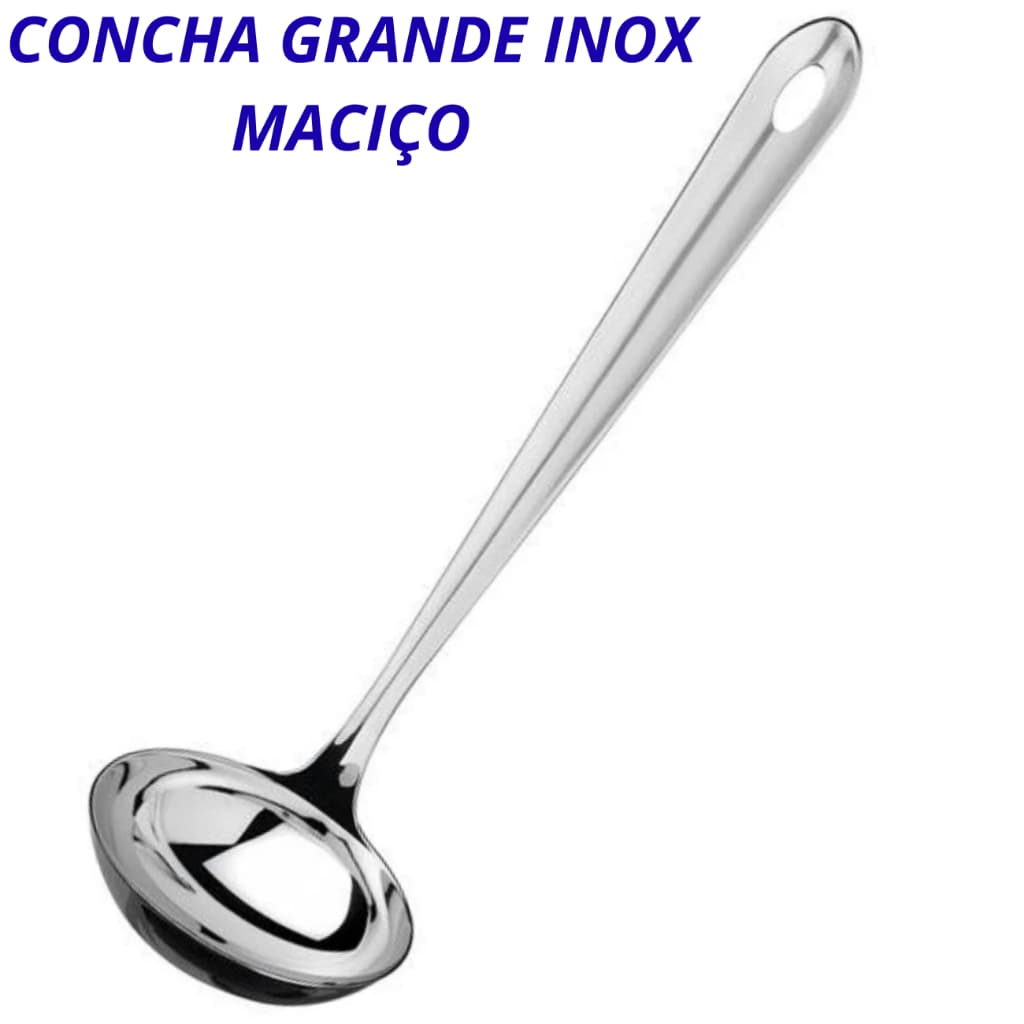 Concha de  Feijão, Sopa em Aço Inox Maciço Grande 30 cm Cozinha e Uso Profissional