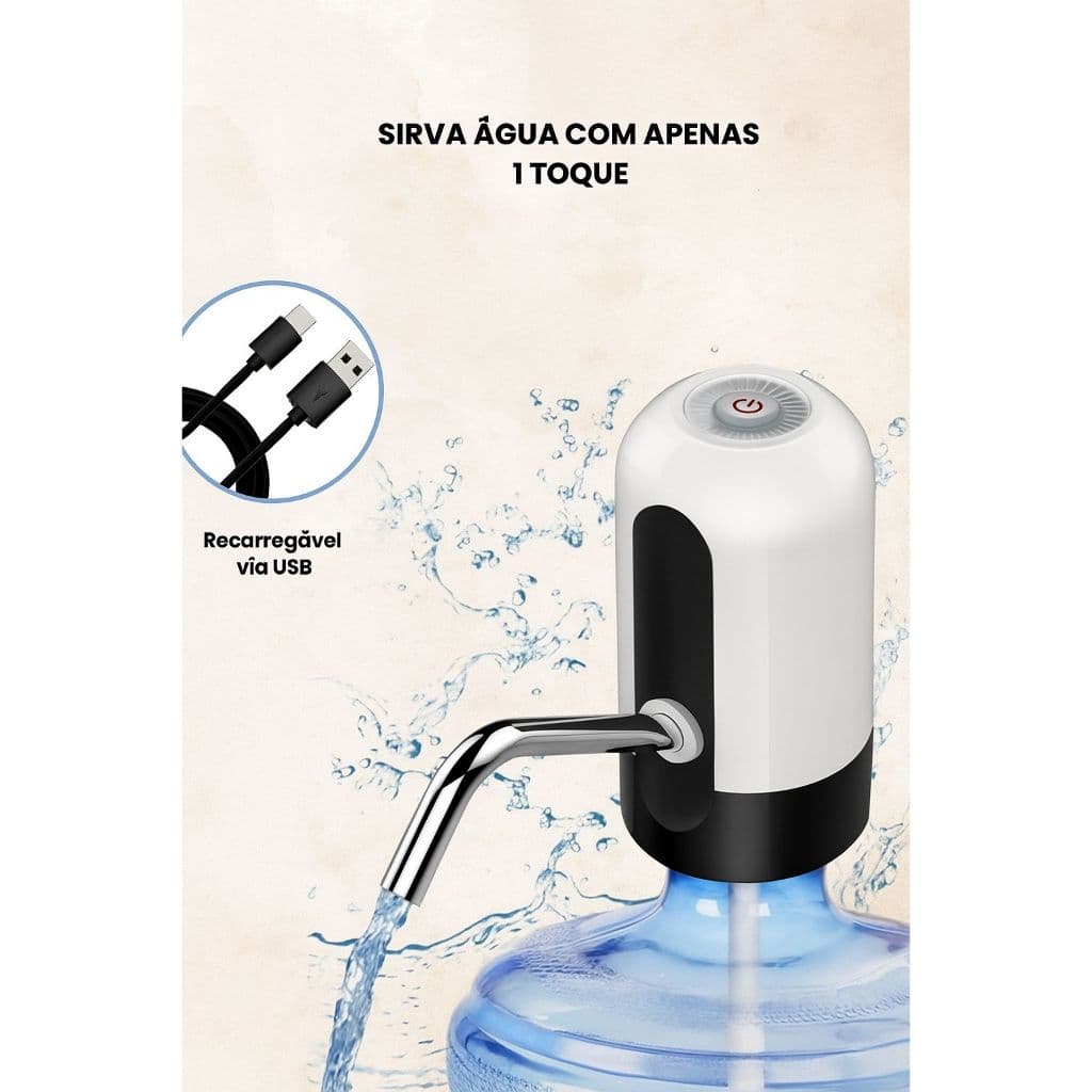 Bomba Elétrica automática Recarregávei USB para Galão de Água Bebedouro Universal 20L