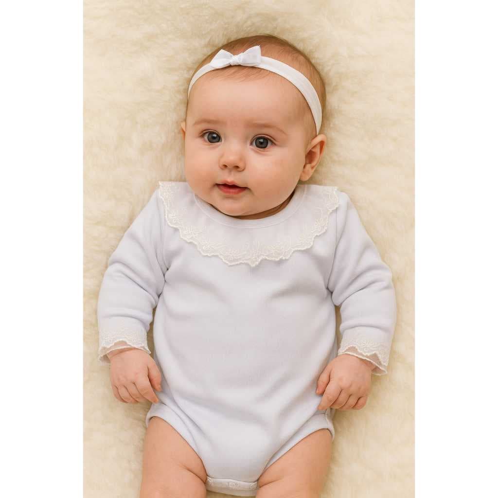 Body Bebe De Luxo Gola De Renda Premium Feminino 100% Algodão Maternidade Enxoval