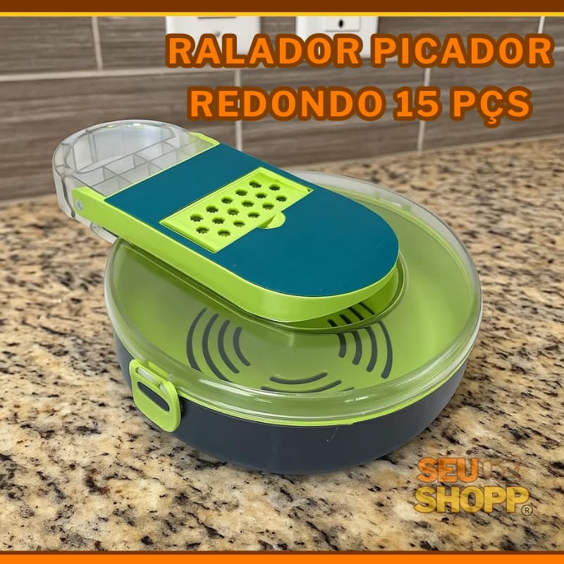 Kit Ralador Fatiador Picador de Alimentos Redondo Vegetais Legumes 15 Pecas Cozinha Versatil Pratico