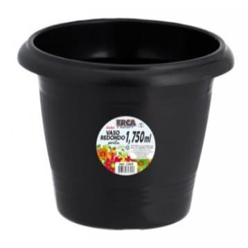 Vaso para plantas Redondo de Plástic Preto – 1,75 Litros