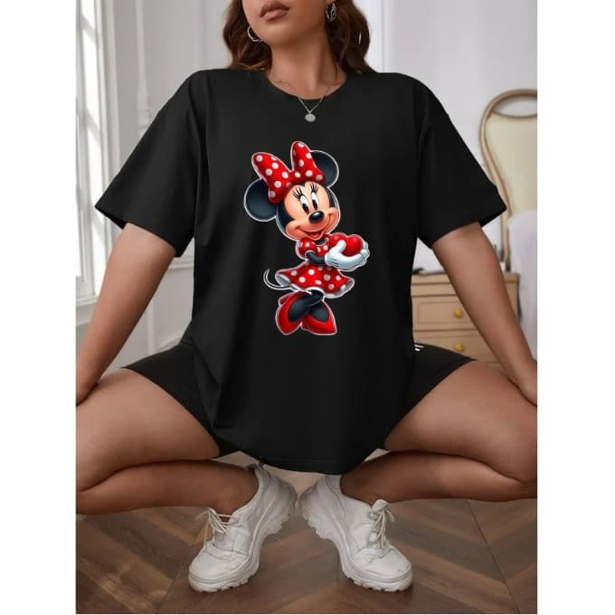 Camiseta Minnie Mouse Feminina 100% algodão com estampa importada Premium