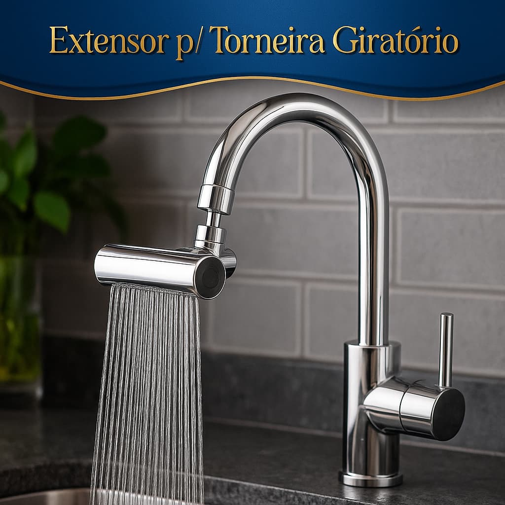 Extensor de Torneira Giratória Adaptador de Fluxo Economia de Água Cozinha Banheiro