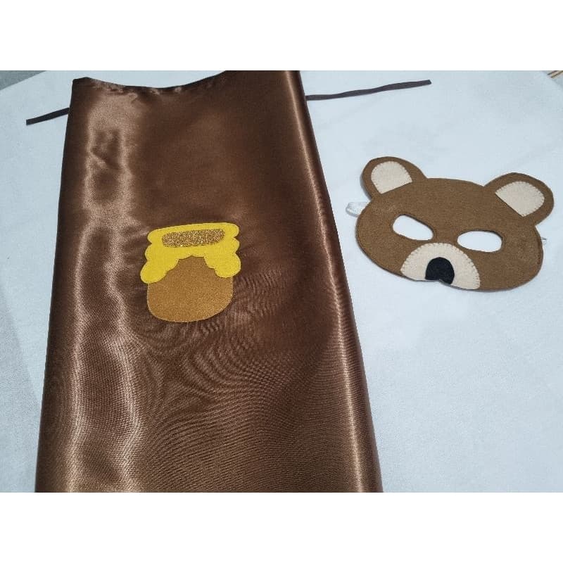 capa e máscara infantil urso