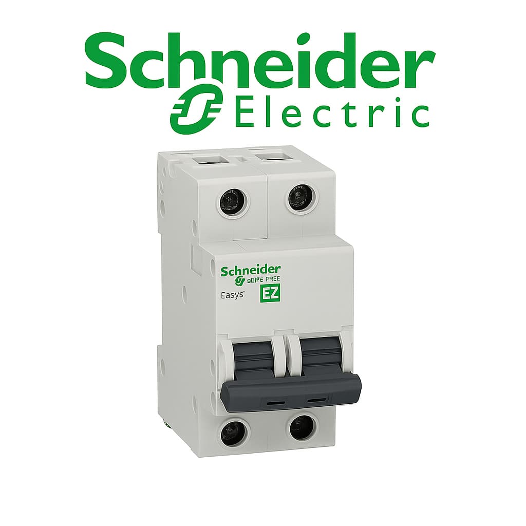 Disjuntor Bipolar Schneider Easy9 Curva B/C 10A a 63A