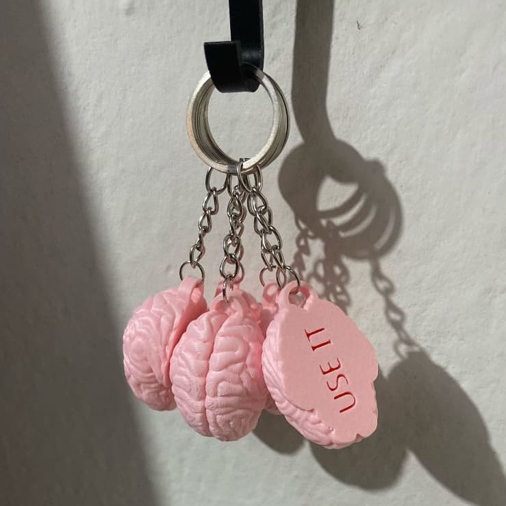 Chaveiro Cérebro com Mensagem Divertida “USE”