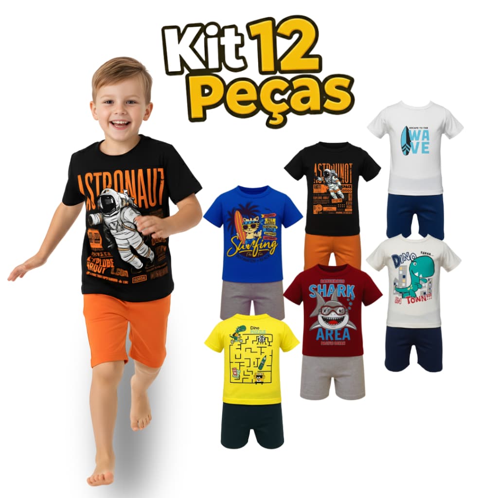 Kit 12 Peças de Roupa Infantil Conjunto Menino