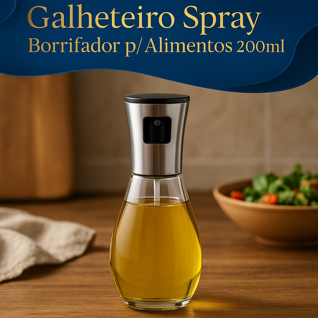 Galheteiro Spray Azeite Vinagre Borrifador 200ml Vidro Dosador para Alimentos
