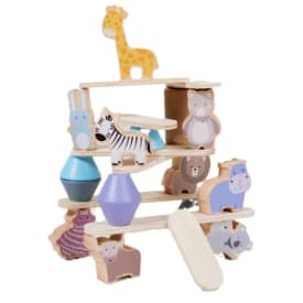 Jogo, equilíbrio, madeira, infantil, brinquedo, pedagógico, empilhar animais, didático, montesoriano