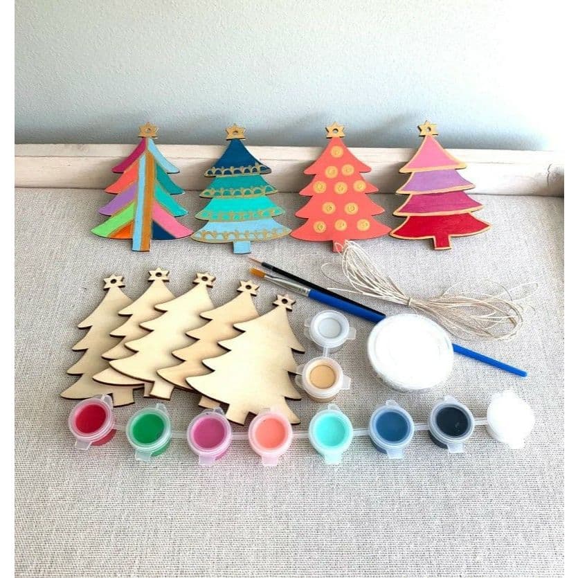 kit 30 arvores de natal com tinta para colorir atividade infantil e artesanato