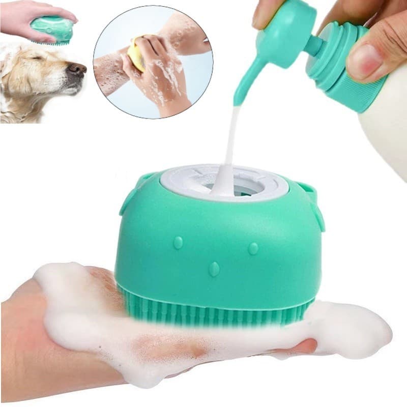 Escova de Banho Silicone com Dispenser de Sabonete – Massageador para Crianças e Pets