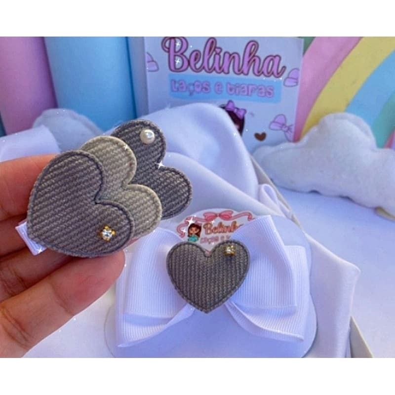 Laço e Hair Clip Coração