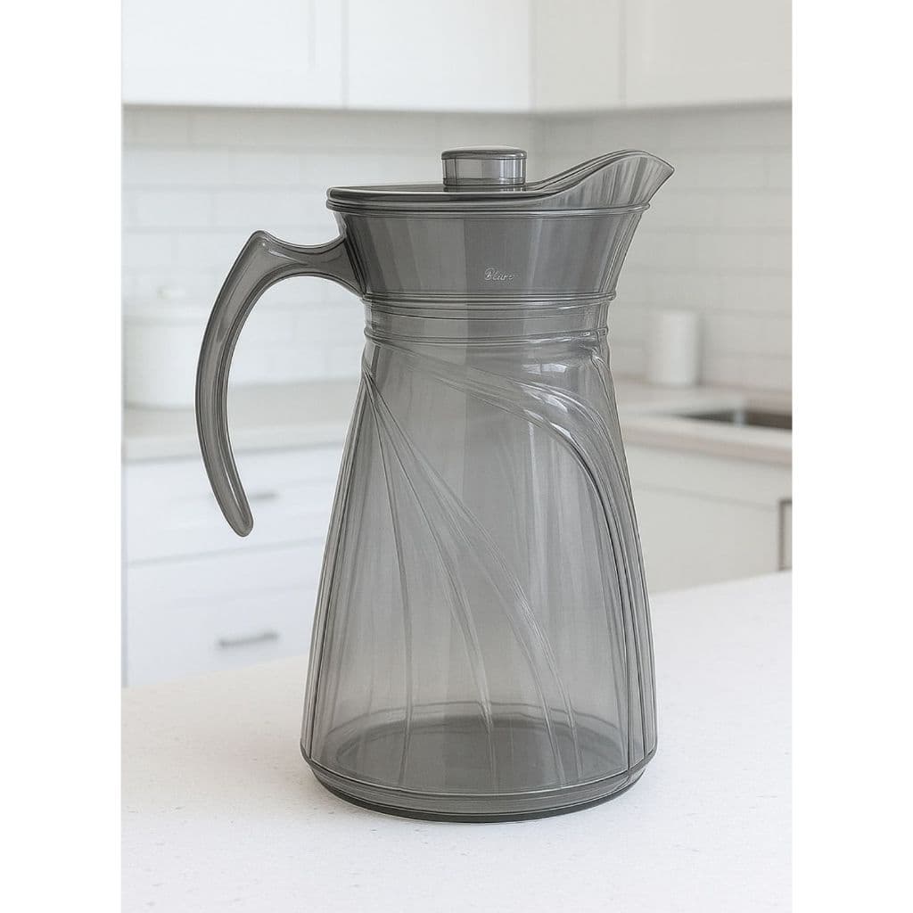 JARRA VIDRO FUME DOUX TRANSPARETE DESING ELEGANTE MODERNO RESISTENTE  TAMPA ACRILICO 1,5L AGUA SUCO
