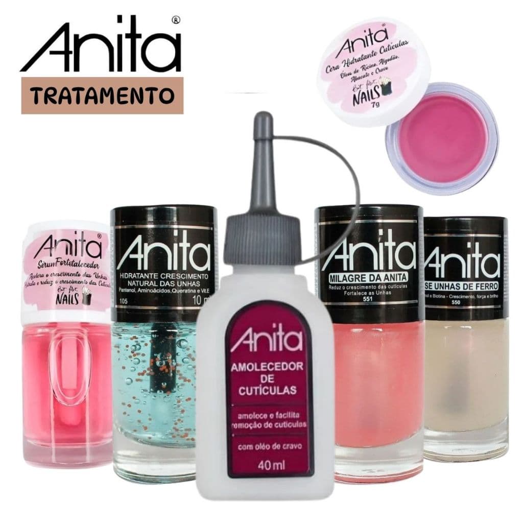 Anita: Kit com 6 Produtos de Tratamento para Unhas (Cera, Amolecedor de Cutículas 40 ml, 4 Esmaltes)