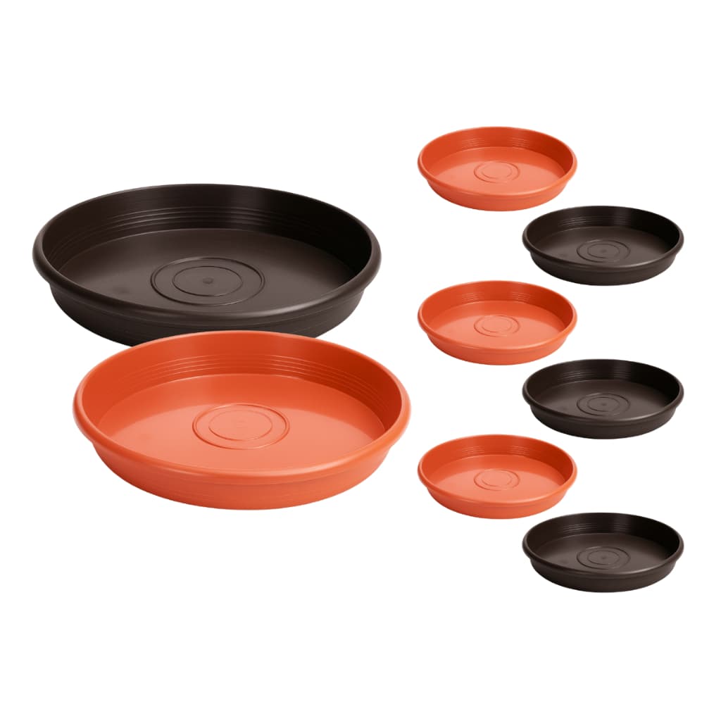 Prato Redondo Preto Marrom Terracota 20,5cm Plastico Pratinho para Vasos Redondos de Planta e Flores
