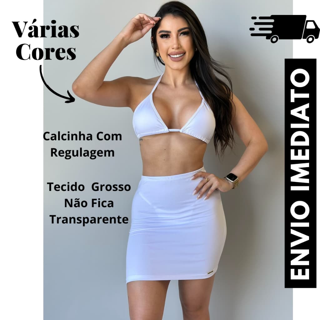 Biquini 3 Peças Biquíni De Fita Fio Dental Com e Sem Saída De Praia - Promoção Envio Rápido