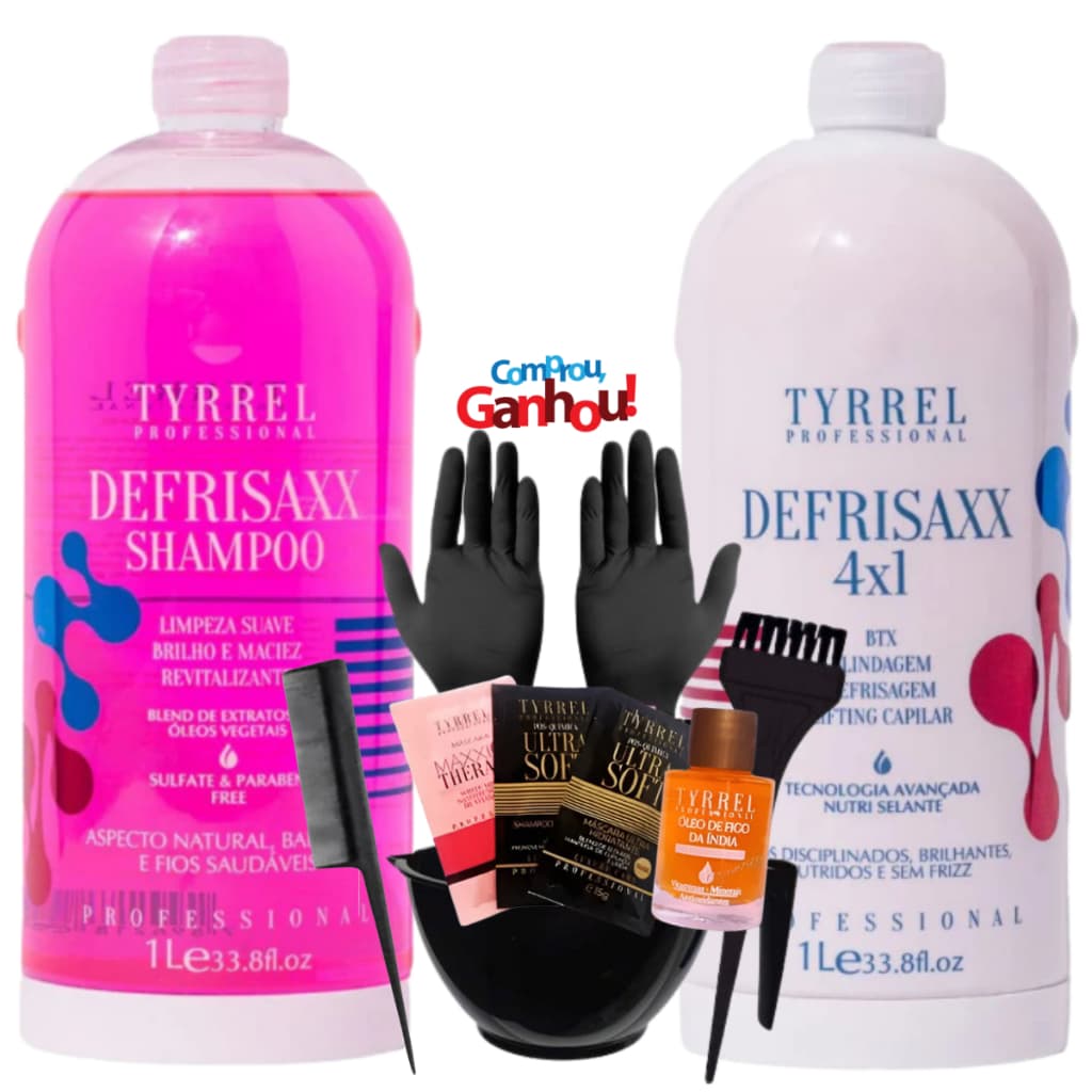 Tyrrel Kit Defrisaxx 4 em1 - 2x1 Litro e Kit Aplicação Tyrrel