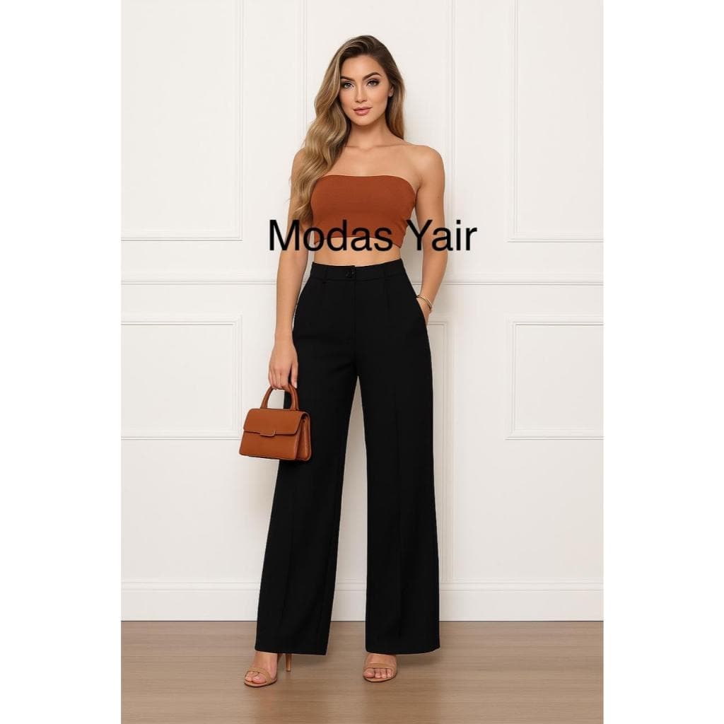 CALÇA PANTALONA FEMENINA  DUNA COM FORRO E BOTAO TENDENCIA 2025