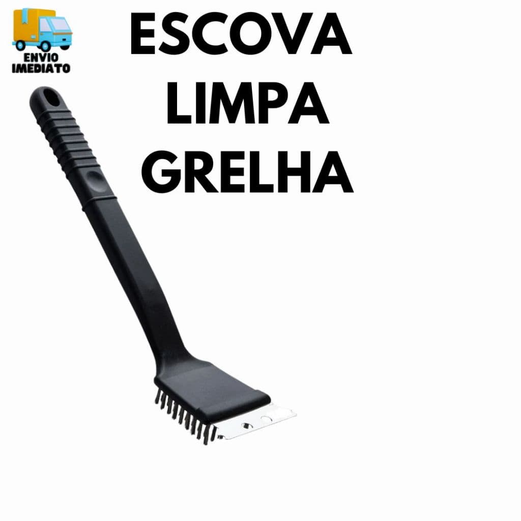 Escova Limpa Grelha 11,8 com Raspador de Aço Inox – Limpeza Fácil para Churrasqueira