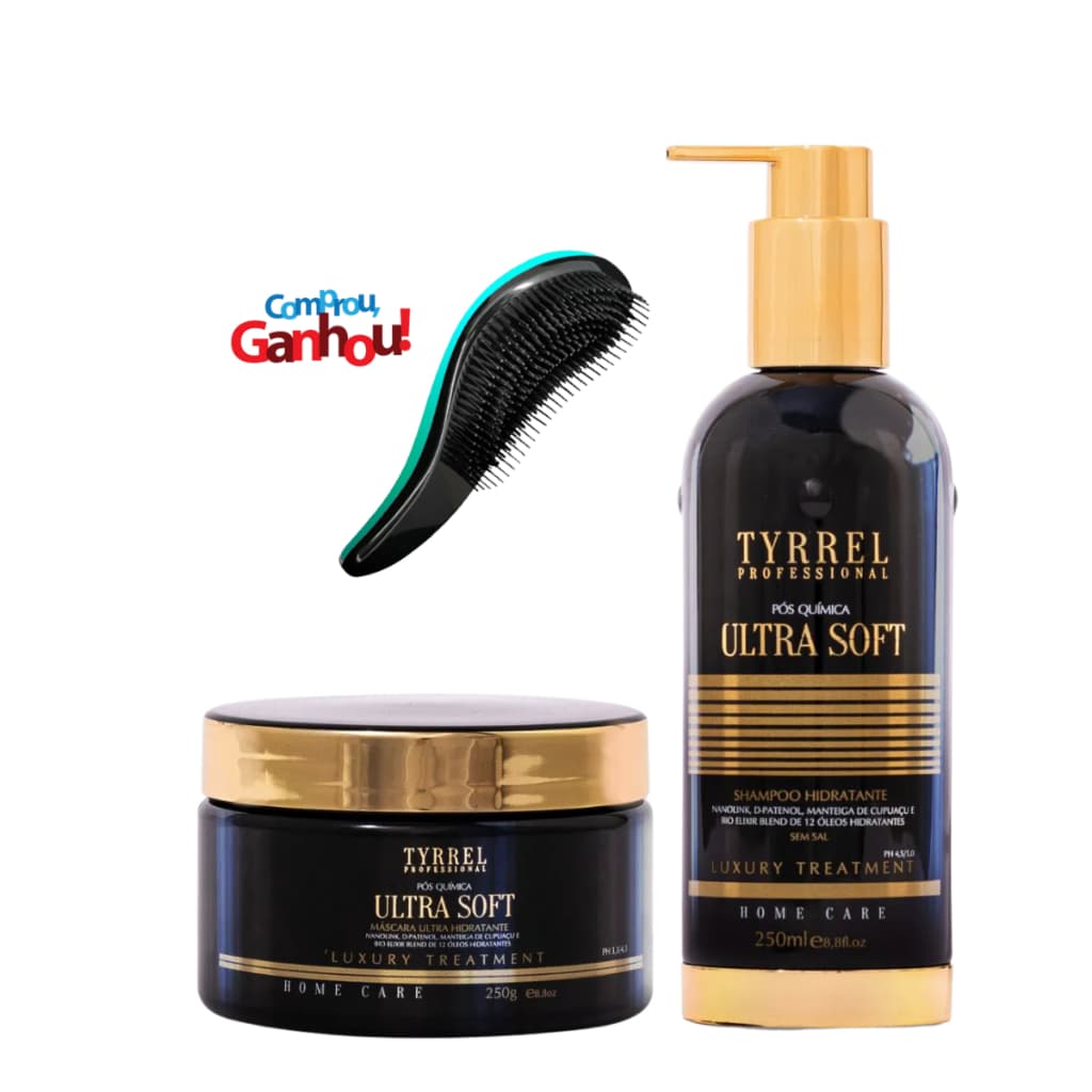 Tyrrel - kit Ultra Soft  (Shampoo 250ml + Máscara 250g) + Escova Mágica