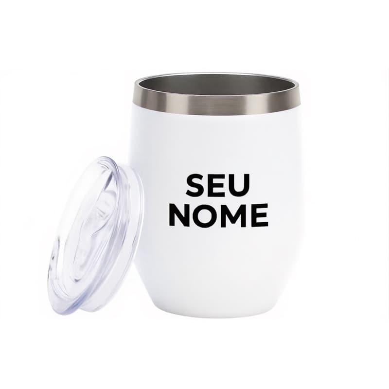 COPO TÉRMICO 350ml INOX COM TAMPA PERSONALIZADO A LASER PARA FESTAS CONFRATERNIZAÇÃO PRESENTE