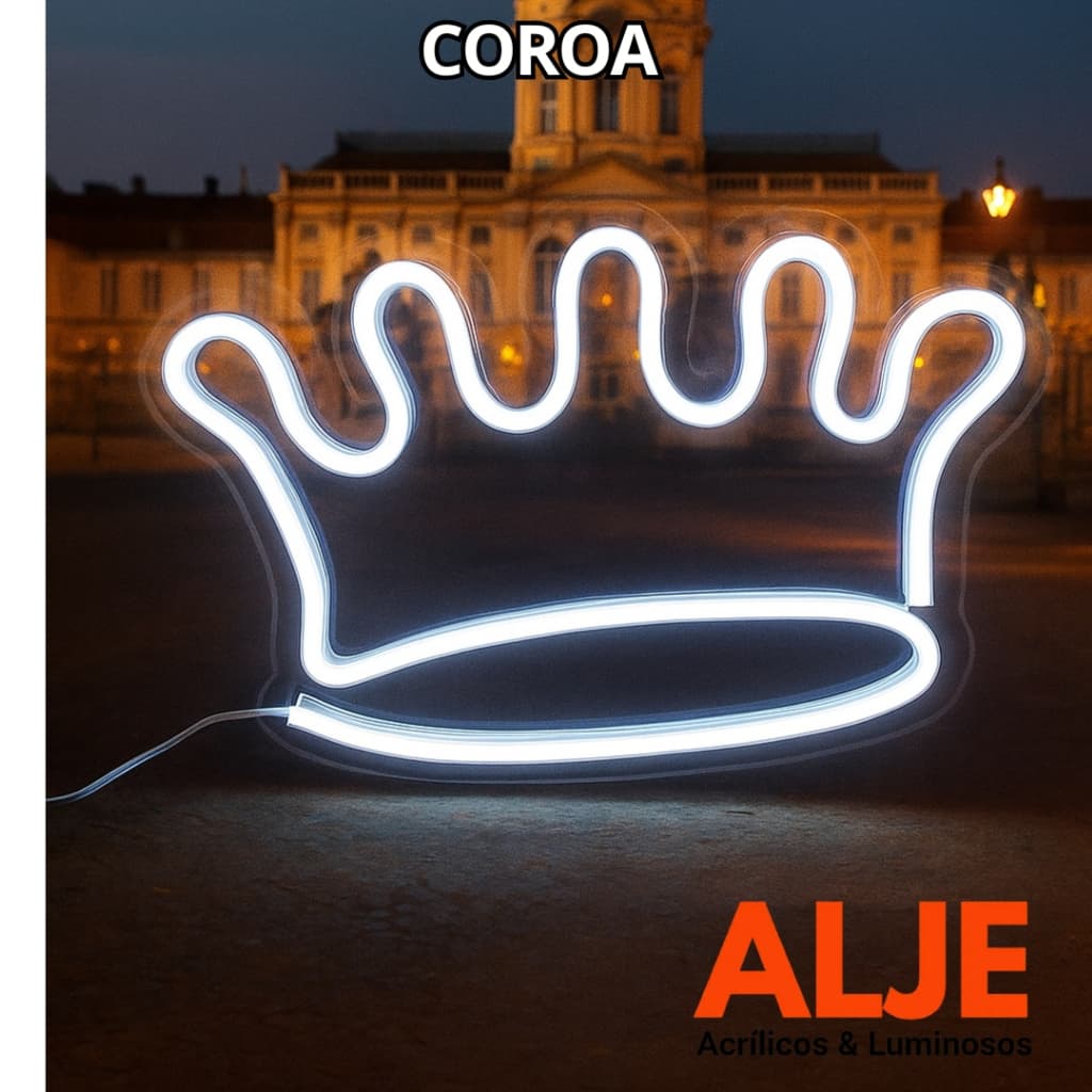 Luminária Coroa de Rei De Parede Led Neon Decoração led