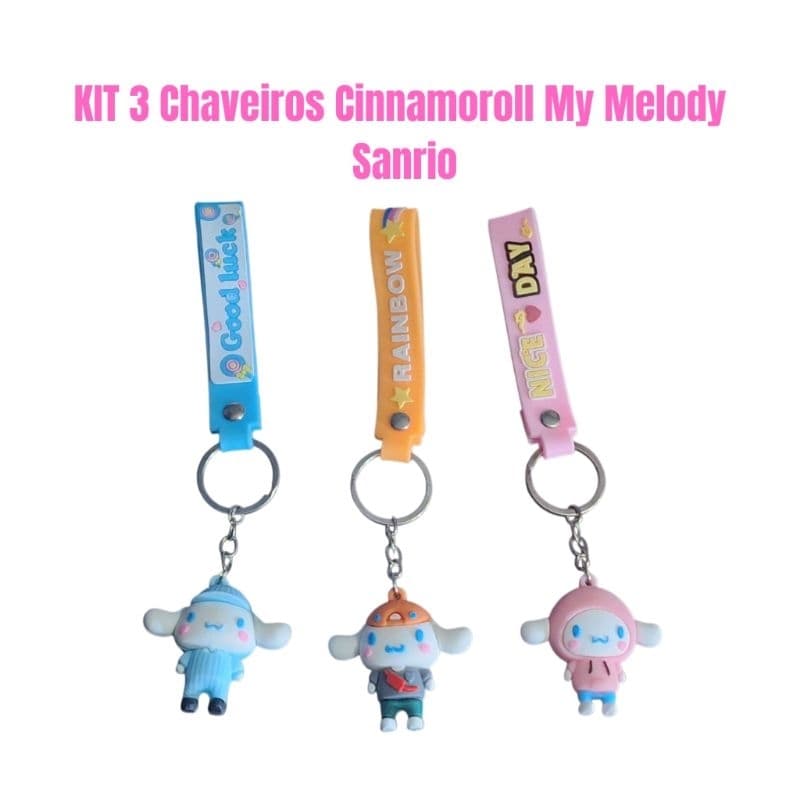 Chaveiros Hello Kitty kit Fofo (6 Unidades Cinnamoroll) Hello Kitty, Cinnamoroll e My Melody Para Coleção