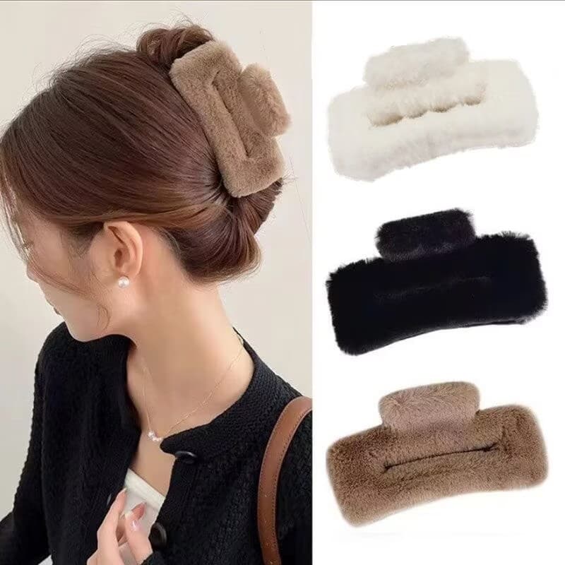 Grampo de cabelo de pelúcia para mulheres/Piranha de cabelo de garra de cabelo grande 11cm