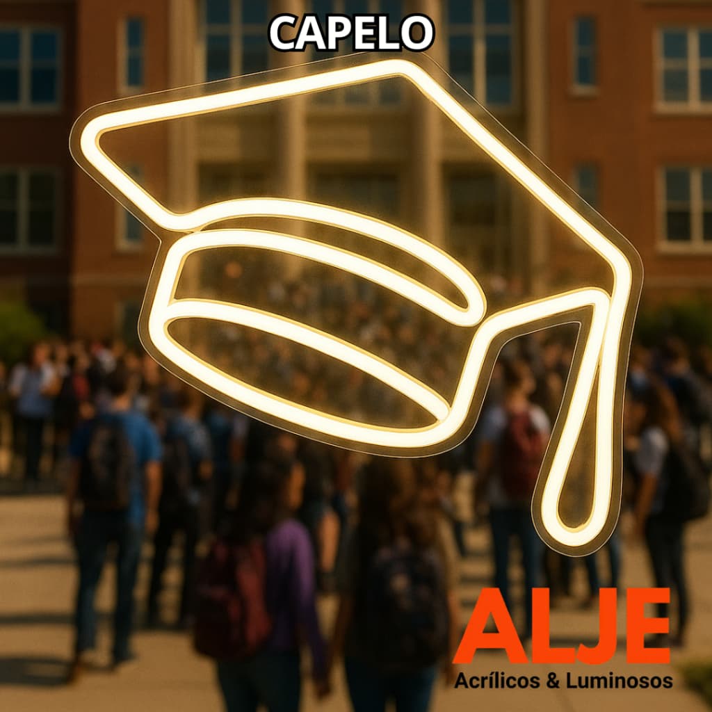 Capelo Chapéu Neon Led Formatura Universitário Festa Decoração Escolar QuenteFrio 12v Bivolt