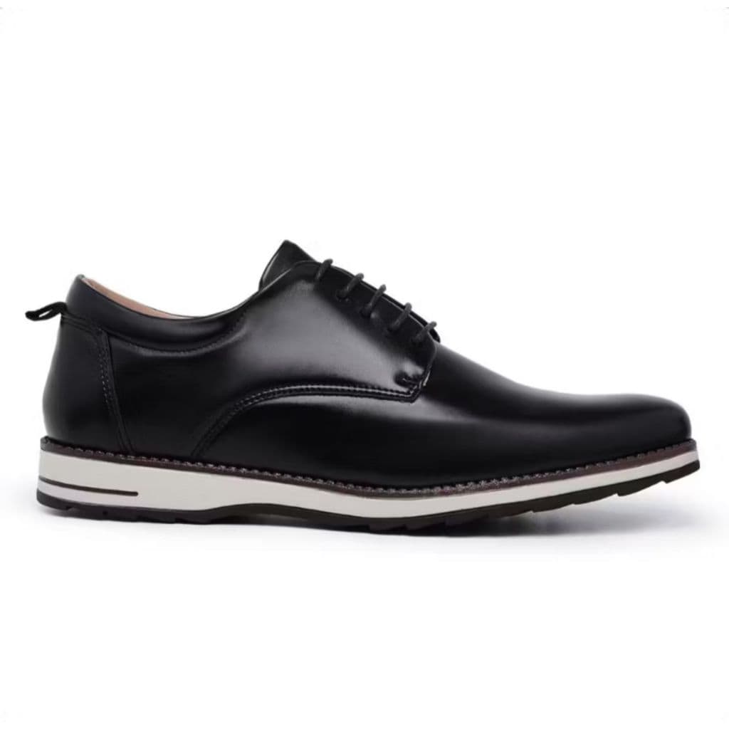 Sapato Social Masculino Elegante Oxford Derby de Couro Premium Com Solado Super leve Confortável Top Para o Dia a Dia