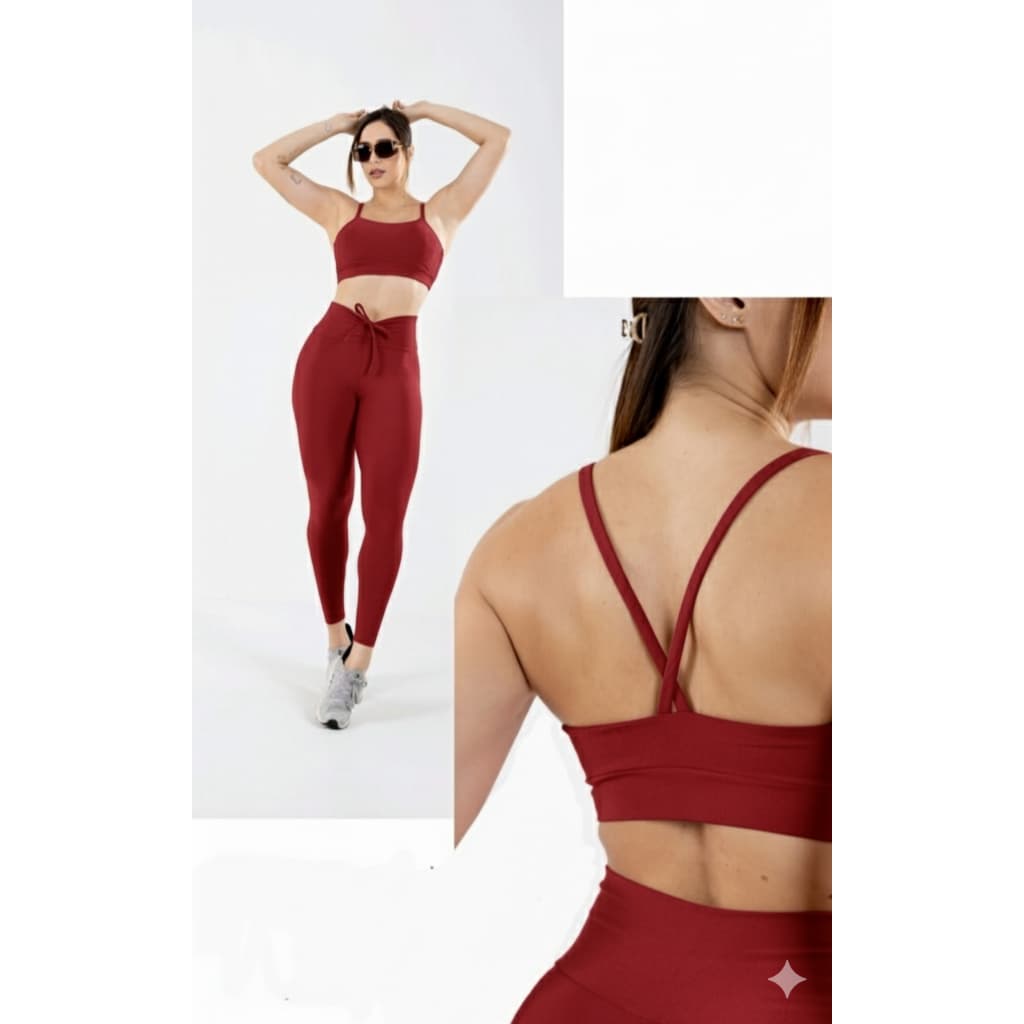 Conjunto Fitness Academia Legging Treino Top Com Bojo