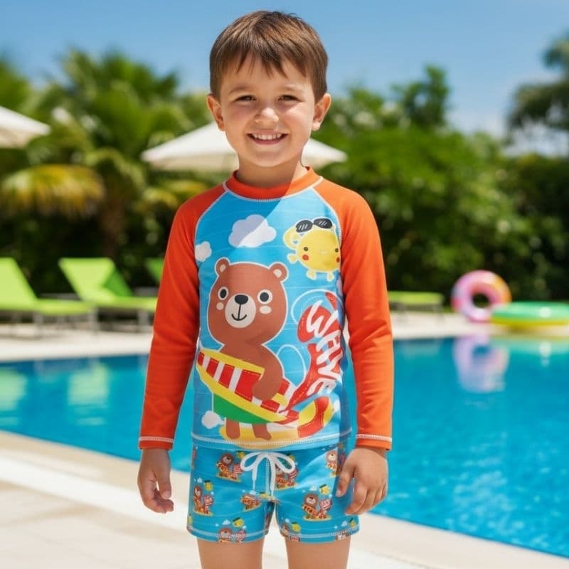 KIT CAMISA UV + SUNGA INFANTIL FPS50+  ROUPA DE BANHO SHORT PRAIA E PISCINA NATAÇÃO
