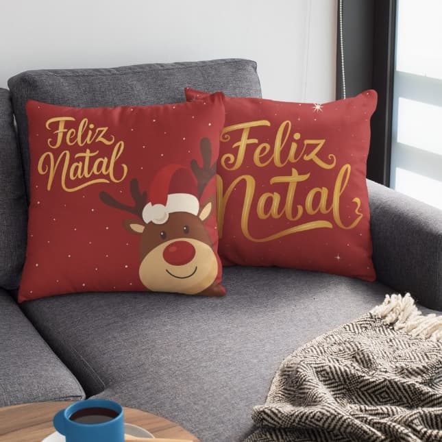 2 Capas Para almofada Decorativa Capa de Natal Papai Noel Capa Decorativa Fim de Ano Decoração Natalina