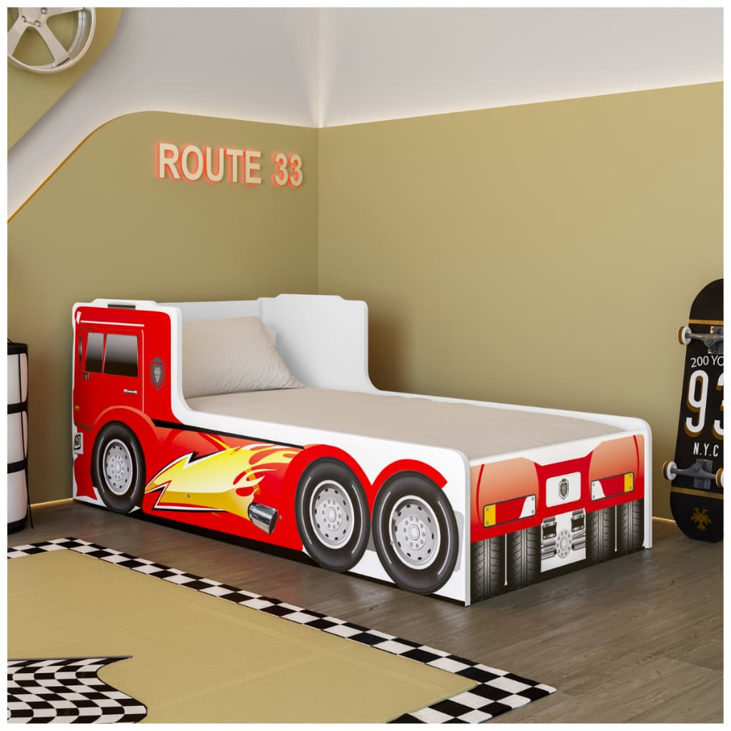 Cama Infantil Quarto Menino Caminhão Scania Adesivada Cor Azul Vermelha Adesivada Solteiro Criança
