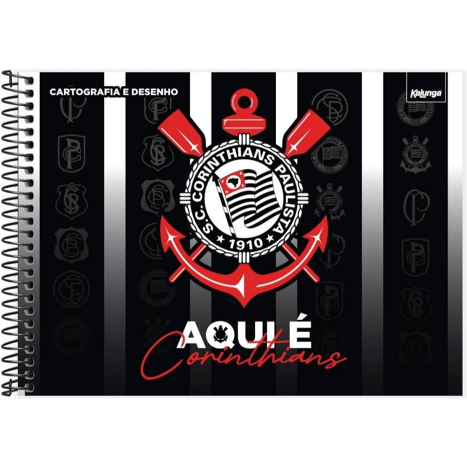 Caderno Cartografia e Desenho Capa Dura 80 Folhas, Corinthians