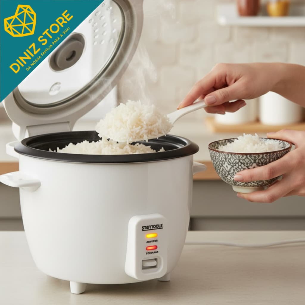 Panela de Arroz Elétrica 1,3L Branca 127V ou 220V