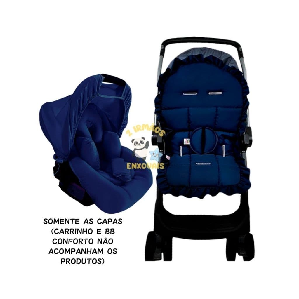 Kit Completo – Capa Carrinho + Capa Bebê Conforto + Capota + Redutor + Protetores de Cinto