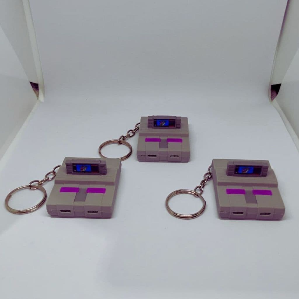 Chaveiro Console Super Nintendo Clássico Retro 3D | Chaveiro Miniatura SNES Impressão 3D Geek Gamer