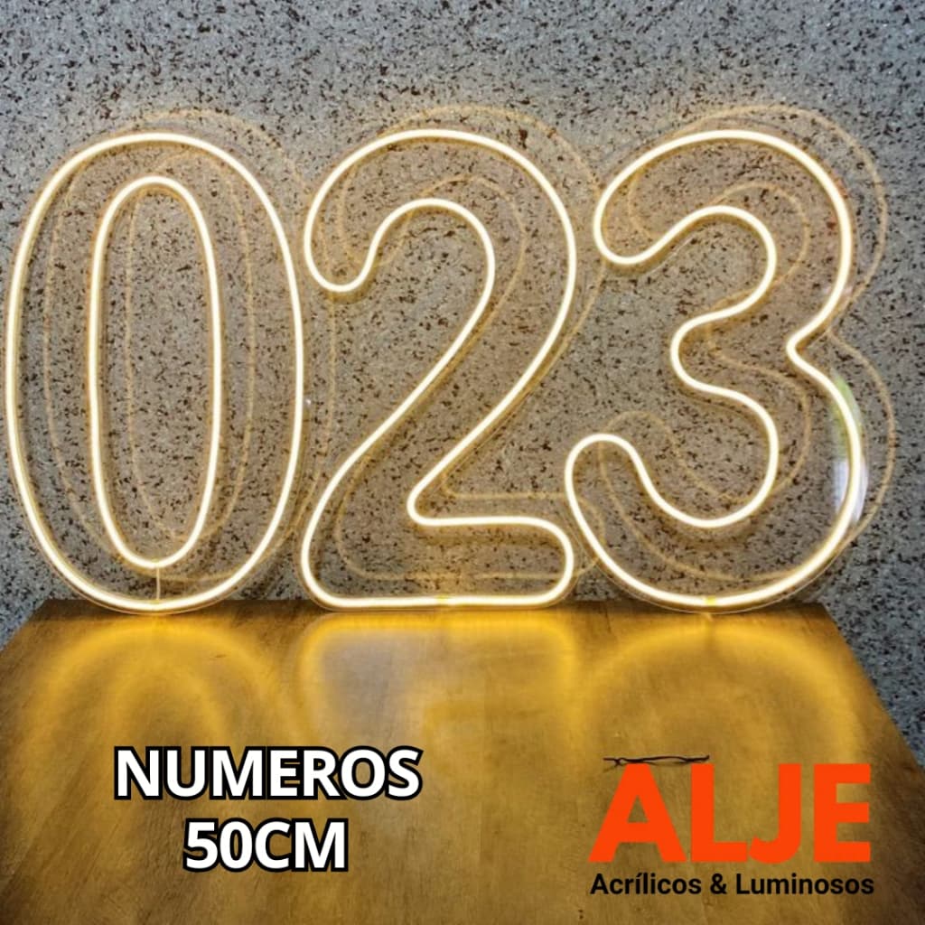 Painel Led Neon Numeros 0 a 9 Acrílico 50cm para Festas Decoração Personalizada instagramavel