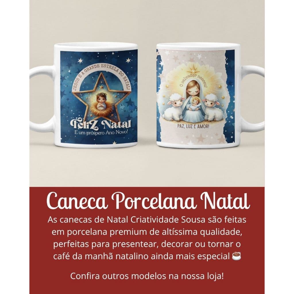 CANECA DE NATAL–CANECA PORCELANA PREMIUM–PRESENTE CRIATIVO–DECORAÇÃO NATALINA–LEMBRANÇA ESPECIAL–FESTA LINDA- NATAL