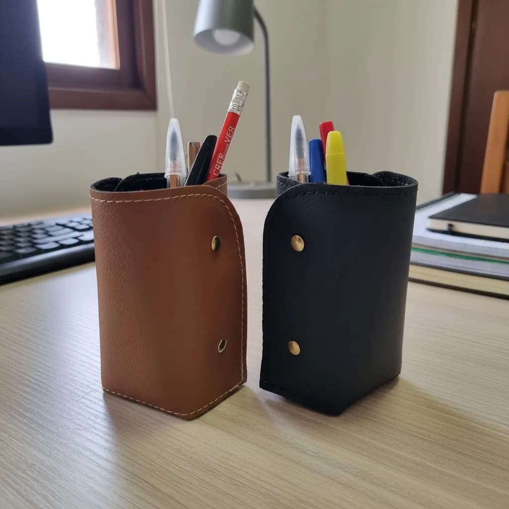 Porta Caneta  Lápis Preto e Caramelo