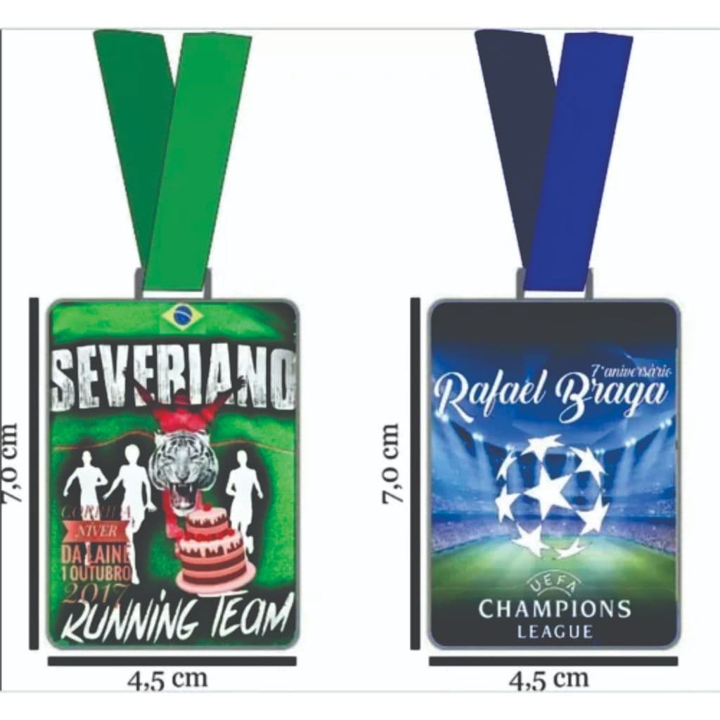 Kit Medalhas de Metal Gigante Personalizada com Adesivo Personalizado Esportiva