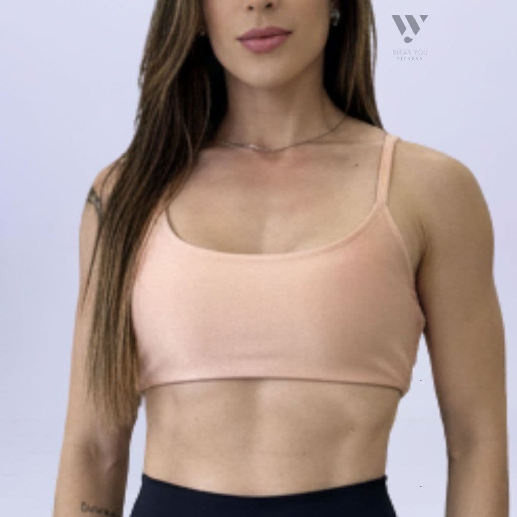 Top Blush Duplo Academia Entrada Para Bojo Alça Com Elástico P M G Fitness Academia Corrida Cross Fit Futevolei Beach