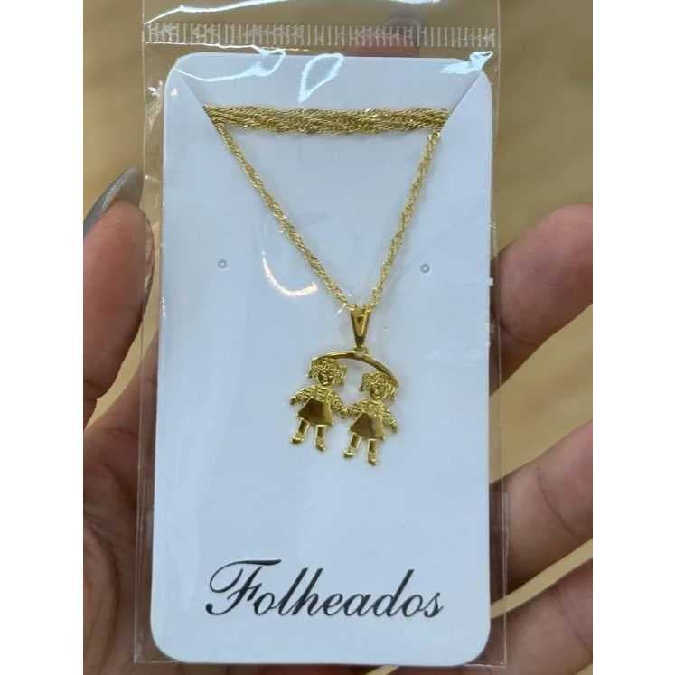 Colar dourado filhos 2 meninas
