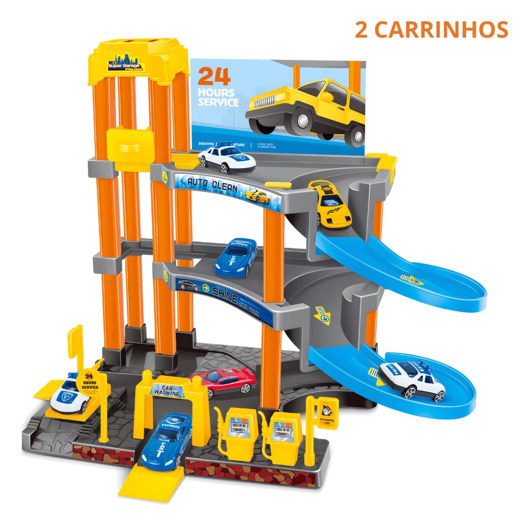 Pista de Carrinhos Brinquedo Infantil Corrida Garagem