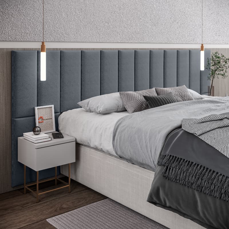 16 Cabeceira Estofada Completa Adesiva em Modulos 20X45 para Cama de Casal Queen