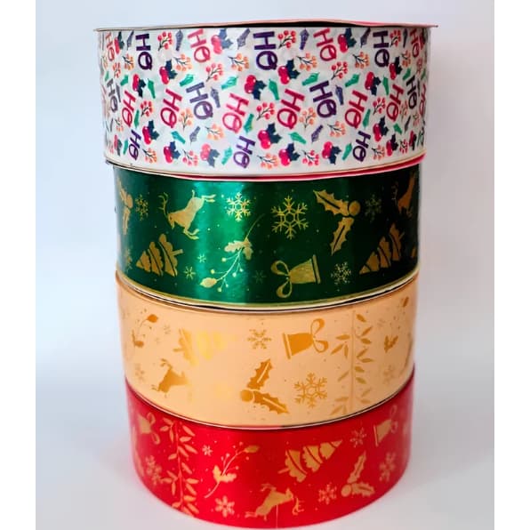 Fita Plástica Natal 30mm x30m Decorada Laço Decoração Boas Festas Rolo de fita Presente