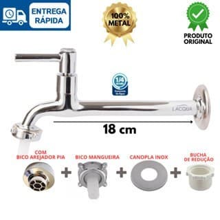 Torneira Longa Gourmet Cozinha e Jardim METAL 100%